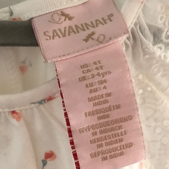 Savannah Girl’s Tank top blouse English Embroidery Cream Peach Size 4T - Picture 2 of 3